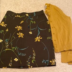 Ann Taylor Factory Mini Pencil Skirt in Yellow and Green